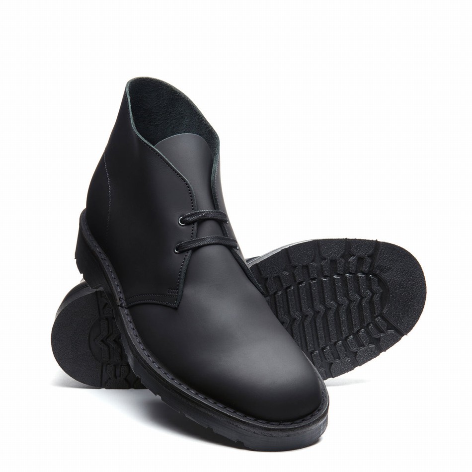 Solovair Waxy Chukka Støvler Herre Sort | 103-357-060
