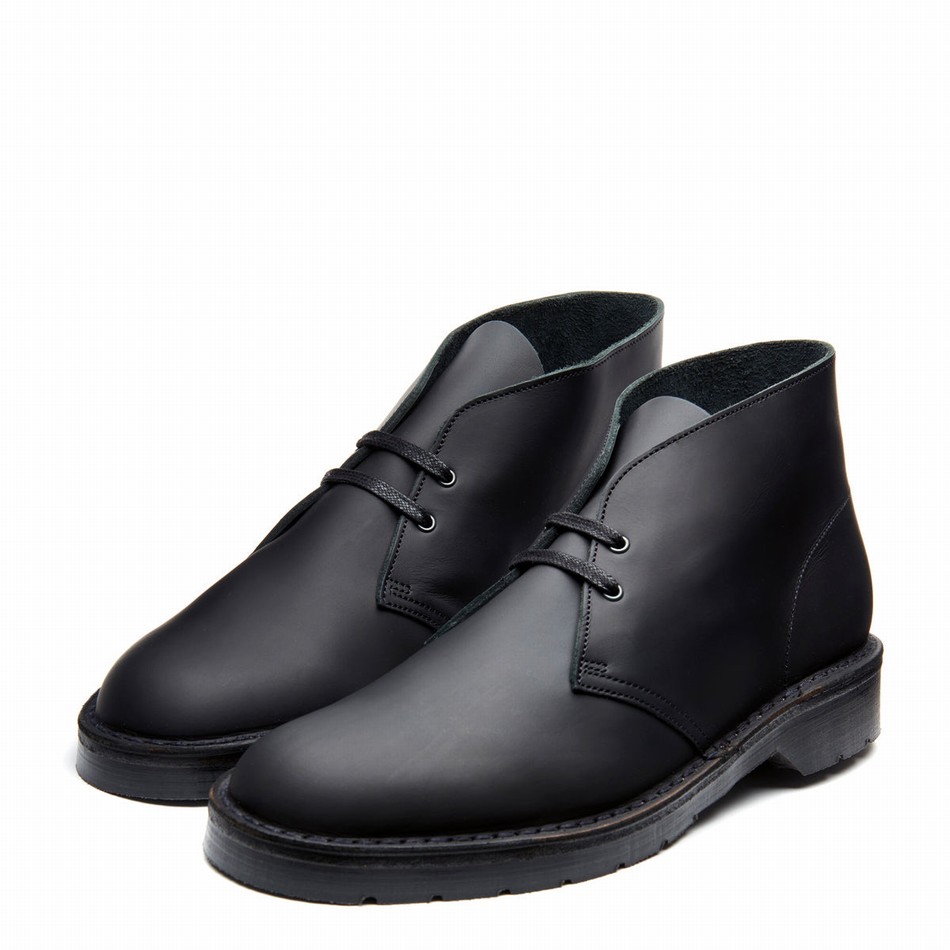 Solovair Waxy Chukka Støvler Herre Sort | 103-357-060