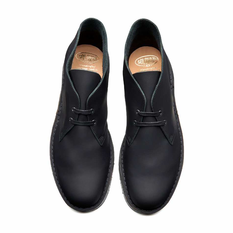 Solovair Waxy Chukka Støvler Herre Sort | 103-357-060